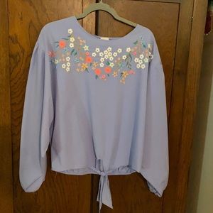 Cupio embroidered top with front tie